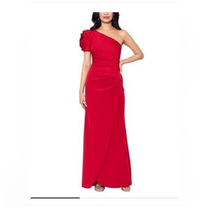 Women's Floral-Sleeve One-Shoulder Gown.                      A